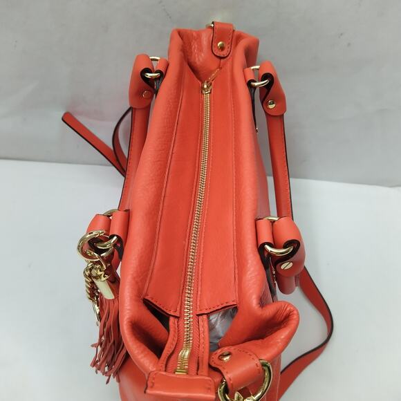 Michael Kors Orange Leather Double Handle Satchel Shoulder Bag - Picture 9 of 16